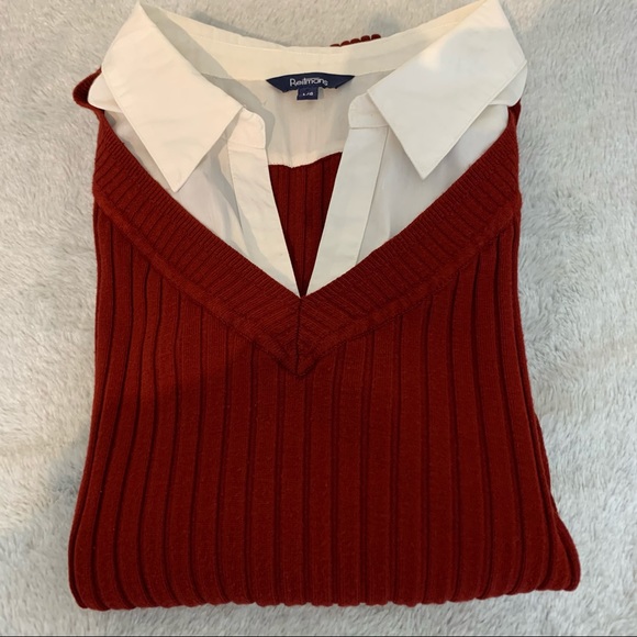 Ribbed Wine Coloured Fooler Sweater, pics don’t do this justice- gorgeous on! - Picture 6 of 11